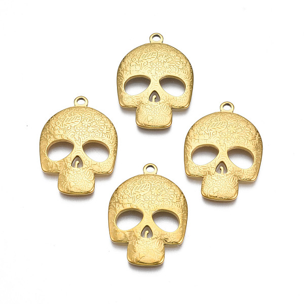 PandaHall Ion Plating(IP) 201 Stainless Steel Pendants, Skull, Real 18K Gold Plated, 30x21.5x3mm, Hole: 2mm 201 Stainless Steel Skull
PandaHall Ion Plating(IP) 201 Stainless Steel Pendants, Skull, Real 18K Gold Plated, 30x21.5x3mm, Hole: 2mm 201 Stainless Steel Skull