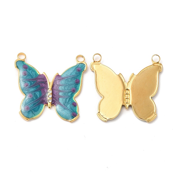 PandaHall 304 Stainless Steel Pave Crystal Rhinestone Pendants, with Enamel, Butterfly Charms, Real 18K Gold Plated, Dark Cyan, 24x25x2mm..., Clear
PandaHall 304 Stainless Steel Pave Crystal Rhinestone Pendants, with Enamel, Butterfly Charms, Real 18K Gold Plated, Dark Cyan, 24x25x2mm..., Clear