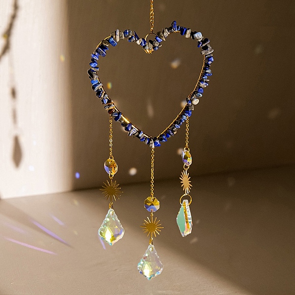 PandaHall Heart Natural Lapis Lazuli Chips Hanging Ornaments, Glass Leaf Hanging Suncatcher for Home Garden Ornaments, 437mm Lapis Lazuli...
PandaHall Heart Natural Lapis Lazuli Chips Hanging Ornaments, Glass Leaf Hanging Suncatcher for Home Garden Ornaments, 437mm Lapis Lazuli...