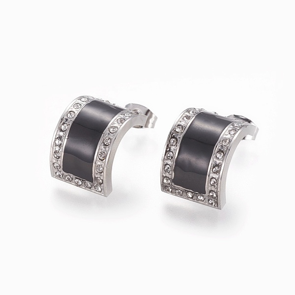PandaHall 304 Stainless Steel Enamel Stud Earrings, with Rhinestone and Ear Nuts/Earring Back, Arch, Stainless Steel Color, 17x12x8mm, Pin..., Black
PandaHall 304 Stainless Steel Enamel Stud Earrings, with Rhinestone and Ear Nuts/Earring Back, Arch, Stainless Steel Color, 17x12x8mm, Pin..., Black