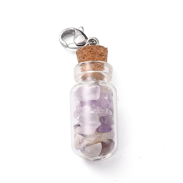 PandaHall Glass Bottle Pendants, with Amethyst Chip Beads and Brass Lobster Claw Clasps, Platinum, 49mm Amethyst Bottle
PandaHall Glass Bottle Pendants, with Amethyst Chip Beads and Brass Lobster Claw Clasps, Platinum, 49mm Amethyst Bottle