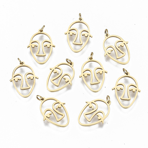 PandaHall 304 Stainless Steel Charms, Laser Cut, with Jump Ring, Abstract Face, Real 14K Gold Plated, 13.5x10x1mm, Jump Ring: 3x0.4mm, 2.2mm...
PandaHall 304 Stainless Steel Charms, Laser Cut, with Jump Ring, Abstract Face, Real 14K Gold Plated, 13.5x10x1mm, Jump Ring: 3x0.4mm, 2.2mm...