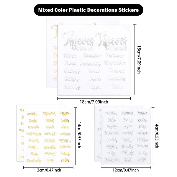 PandaHall Plastic Decorations Stickers, DIY Handmade Scrapbook Photo Albums, Letter Essential Oil Sticker, Mixed Color, 14~18x12~18x0.01cm..., Multicolor
PandaHall Plastic Decorations Stickers, DIY Handmade Scrapbook Photo Albums, Letter Essential Oil Sticker, Mixed Color, 14~18x12~18x0.01cm..., Multicolor