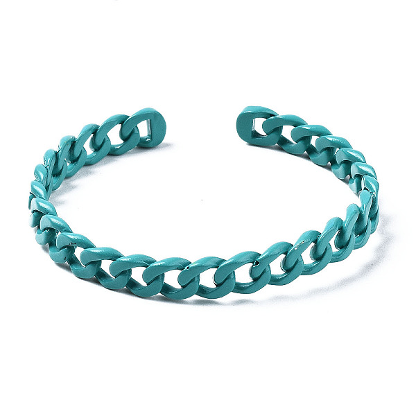 PandaHall Spray Painted Brass Cuff Bangles, Curb Chain, Teal, Inner Diameter: 1-7/8 inch(4.9cm), 7.5mm Brass Cyan
PandaHall Spray Painted Brass Cuff Bangles, Curb Chain, Teal, Inner Diameter: 1-7/8 inch(4.9cm), 7.5mm Brass Cyan