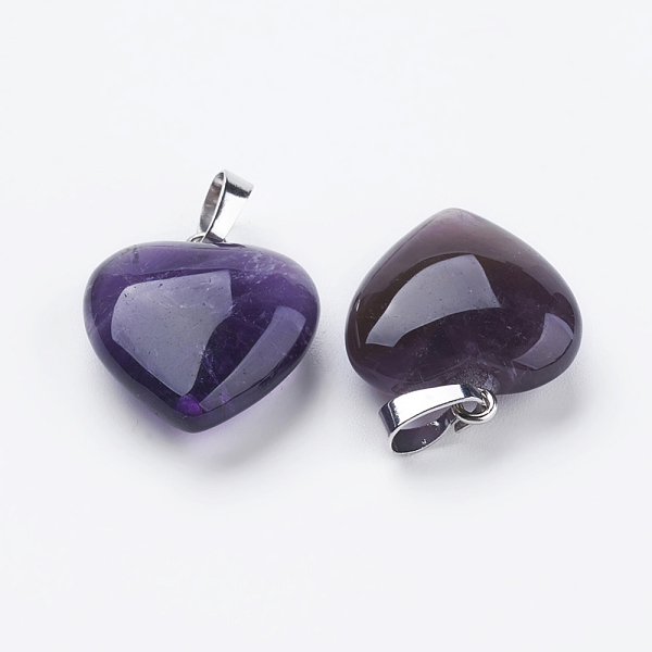 PandaHall Natural Amethyst Pendants, with Brass Findings, Heart, Platinum, 23x20x7~9mm, Hole: 5x8mm Amethyst Heart
PandaHall Natural Amethyst Pendants, with Brass Findings, Heart, Platinum, 23x20x7~9mm, Hole: 5x8mm Amethyst Heart
