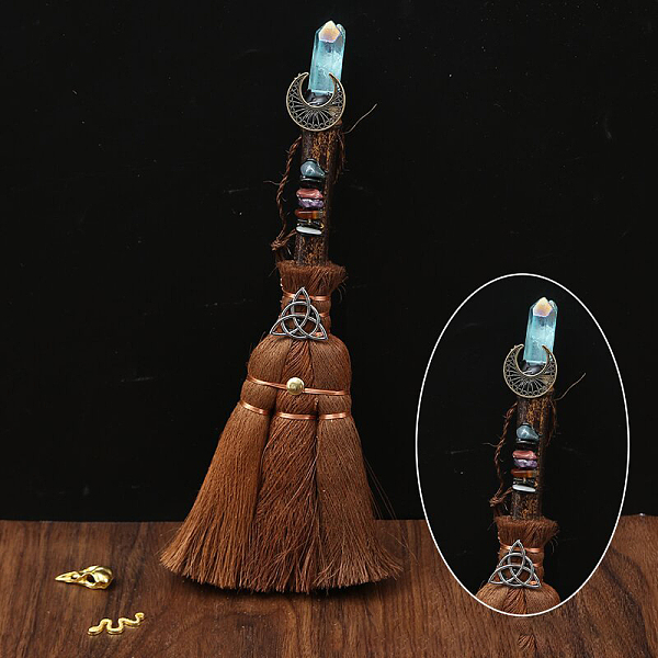 PandaHall Wood Witch Broom with Synthetic Quartz Pendant Decorations, for Interior Car Mirror Hanging Decorations, 240~290mm Quartz
PandaHall Wood Witch Broom with Synthetic Quartz Pendant Decorations, for Interior Car Mirror Hanging Decorations, 240~290mm Quartz