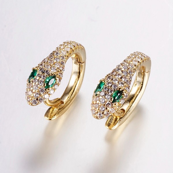 PandaHall Brass Micro Pave Cubic Zirconia Hoop Earrings, Snake, Golden, 17x14x6mm, Pin: 1.2mm Cubic Zirconia Snake
PandaHall Brass Micro Pave Cubic Zirconia Hoop Earrings, Snake, Golden, 17x14x6mm, Pin: 1.2mm Cubic Zirconia Snake