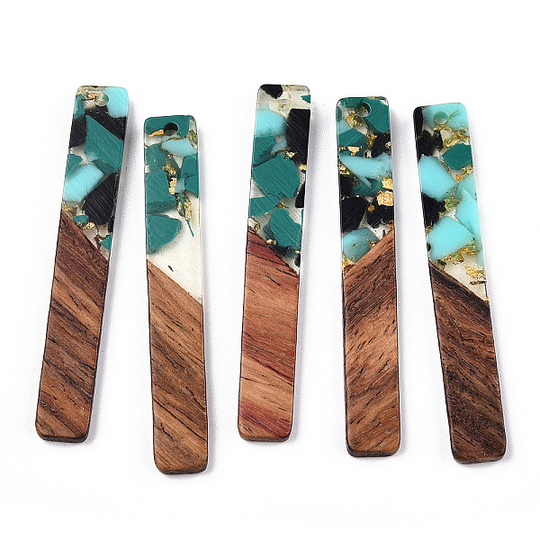 PandaHall Transparent Resin & Walnut Wood Big Pendants, with Gold Foil, Rectangle Charms, Teal, 51.5x7.5x3mm, Hole: 1.8mm Resin+Wood..., Cyan
PandaHall Transparent Resin & Walnut Wood Big Pendants, with Gold Foil, Rectangle Charms, Teal, 51.5x7.5x3mm, Hole: 1.8mm Resin+Wood..., Cyan