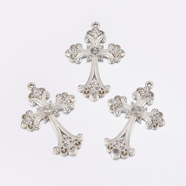 PandaHall Alloy Rhinestone Cross Big Pendants, Lead Free & Cadmium Free & Nickel Free, Silver Color Plated, 75x50x7mm, Hole: 3.5mm...
PandaHall Alloy Rhinestone Cross Big Pendants, Lead Free & Cadmium Free & Nickel Free, Silver Color Plated, 75x50x7mm, Hole: 3.5mm...