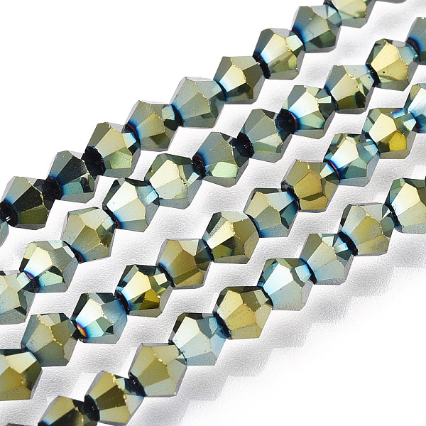 PandaHall Electroplate Glass Bead Strands, Rainbow Plated, Faceted Bicone, Green Plated, 4x4.5mm, Hole: 1mm, about 82~85pcs/strand...
PandaHall Electroplate Glass Bead Strands, Rainbow Plated, Faceted Bicone, Green Plated, 4x4.5mm, Hole: 1mm, about 82~85pcs/strand...