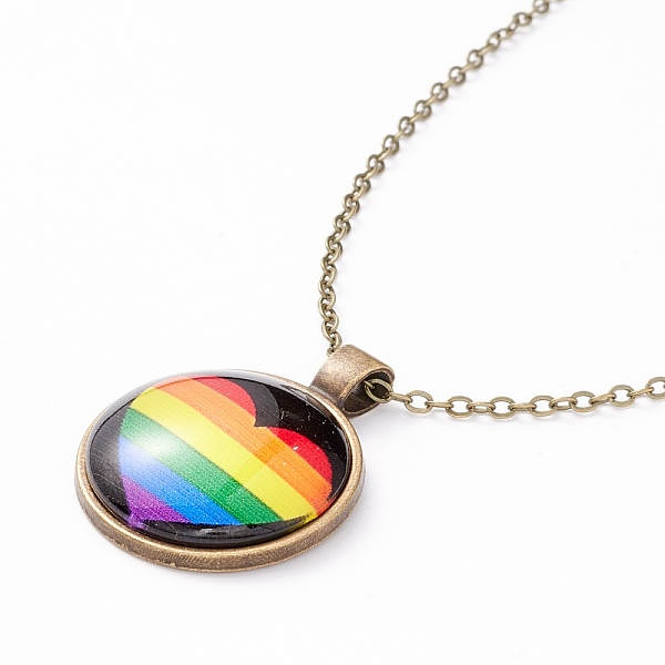 PandaHall Rainbow Pride Necklace, Flat Round with Pattern Pendant Necklace for Men Women, Antique Bronze, Heart Pattern, 20.08 inch(51cm)...
PandaHall Rainbow Pride Necklace, Flat Round with Pattern Pendant Necklace for Men Women, Antique Bronze, Heart Pattern, 20.08 inch(51cm)...