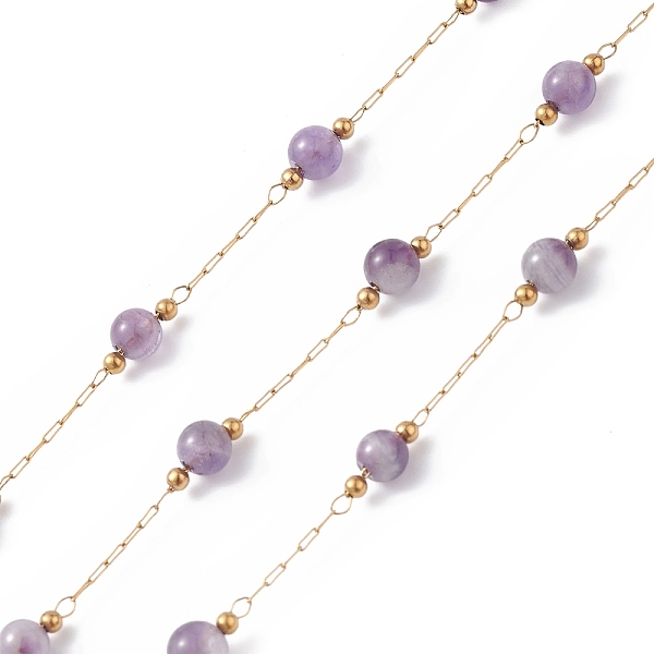 PandaHall 304 Stainless Steel Link Chains, with Amethyst Beads & Spool, Unwelded, Golden, 2~4.5x0.6~4.5x0.2~4.5mm 304 Stainless Steel
PandaHall 304 Stainless Steel Link Chains, with Amethyst Beads & Spool, Unwelded, Golden, 2~4.5x0.6~4.5x0.2~4.5mm 304 Stainless Steel