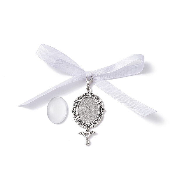 PandaHall Tibetan Style Alloy & Glass Oval Photo Bouquet Hanging Ornaments, with Satin Ribbon and Zinc Alloy Lobster Claw Clasps, Antique..., White
PandaHall Tibetan Style Alloy & Glass Oval Photo Bouquet Hanging Ornaments, with Satin Ribbon and Zinc Alloy Lobster Claw Clasps, Antique..., White