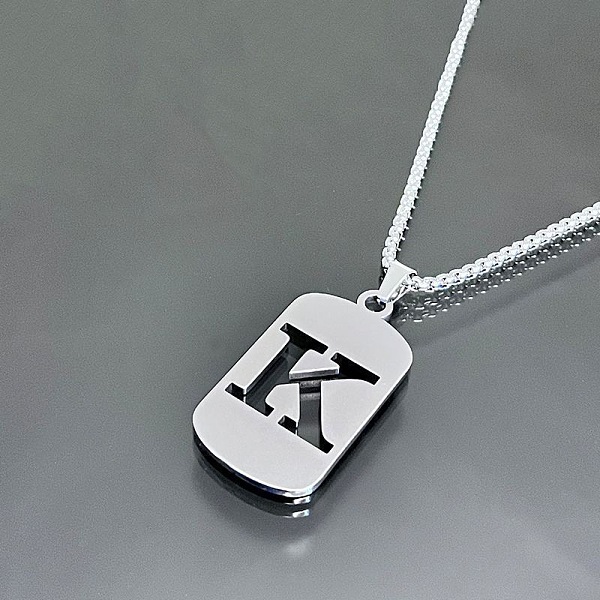 PandaHall Titanium Steel Box Chain Necklaces, Rectangle with Letter K Pendant Necklaces Stainless Steel Letter K
PandaHall Titanium Steel Box Chain Necklaces, Rectangle with Letter K Pendant Necklaces Stainless Steel Letter K