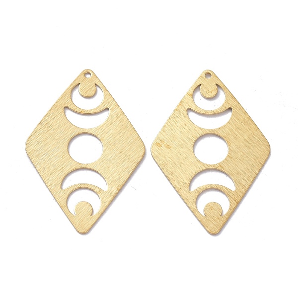 PandaHall Brass Pendant, Rhombus with Moon Phase, Hollow, Raw(Unplated), 40x26x0.5mm, Hole: 1.2mm Brass Rhombus
PandaHall Brass Pendant, Rhombus with Moon Phase, Hollow, Raw(Unplated), 40x26x0.5mm, Hole: 1.2mm Brass Rhombus