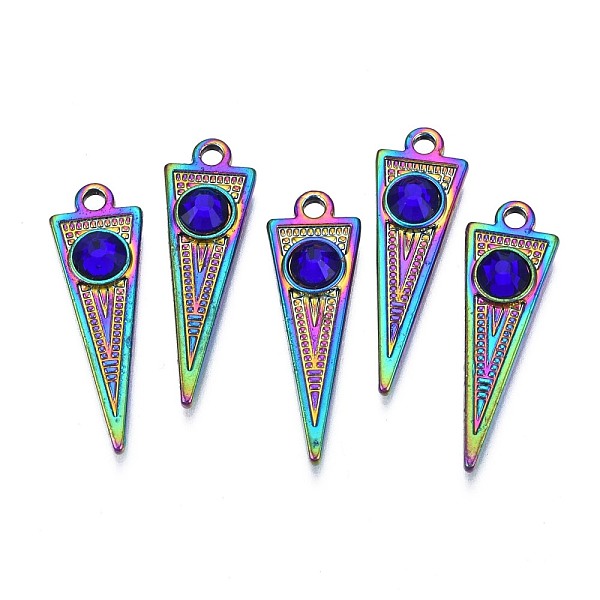 PandaHall Rack Plating Rainbow Color Alloy Pendants, with Rhinestone, Cadmium Free & Nickel Free & Lead Free, Triangle, Capri Blue, 29x9x4mm..., Cyan
PandaHall Rack Plating Rainbow Color Alloy Pendants, with Rhinestone, Cadmium Free & Nickel Free & Lead Free, Triangle, Capri Blue, 29x9x4mm..., Cyan
