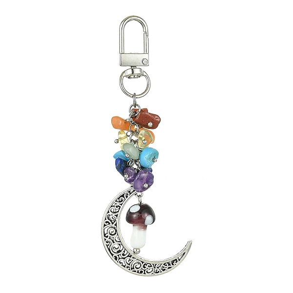 PandaHall Moon Alloy Pendant Decoraiton, with Gemstone Chip Beads and Mushroom Handmade Lampwork Beads, Alloy Swivel Clasps, Chakra, Rosy...
PandaHall Moon Alloy Pendant Decoraiton, with Gemstone Chip Beads and Mushroom Handmade Lampwork Beads, Alloy Swivel Clasps, Chakra, Rosy...