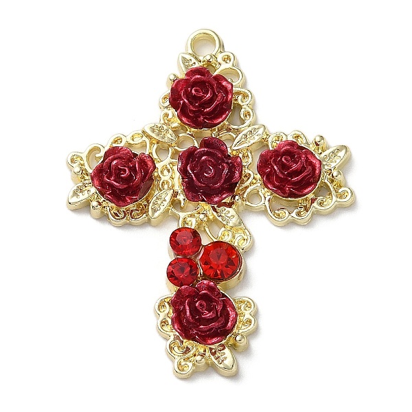 PandaHall Rack Plating Light Gold Alloy Rhinestone Pendants, with Resin Rose, Long-Lasting Plated, Flower Charm, Cross, 36.5x28.5x4.5mm..., Red
PandaHall Rack Plating Light Gold Alloy Rhinestone Pendants, with Resin Rose, Long-Lasting Plated, Flower Charm, Cross, 36.5x28.5x4.5mm..., Red