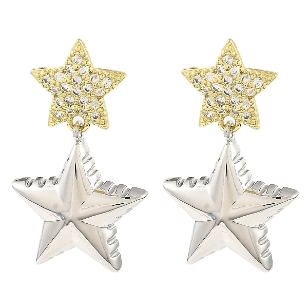 PandaHall Rack Plating Brass Micro Pave Cubic Zirconia Star Dangle Stud Earrings, Long-Lasting Plated, Lead Free & Cadmium Free, Real 18K...
PandaHall Rack Plating Brass Micro Pave Cubic Zirconia Star Dangle Stud Earrings, Long-Lasting Plated, Lead Free & Cadmium Free, Real 18K...