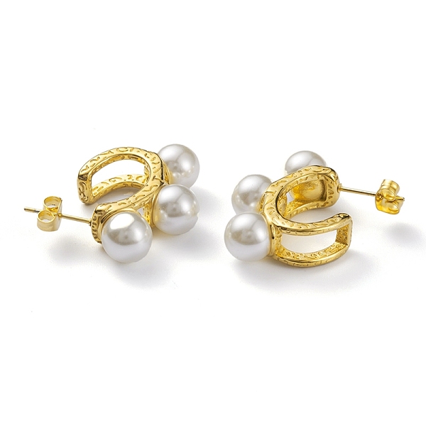 PandaHall Plastic Pearl Beaded C-shape Stud Earrings, 304 Stainless Steel Jewelry for Women, Real 18K Gold Plated, 27x21x8mm, Pin: 0.6mm...
PandaHall Plastic Pearl Beaded C-shape Stud Earrings, 304 Stainless Steel Jewelry for Women, Real 18K Gold Plated, 27x21x8mm, Pin: 0.6mm...