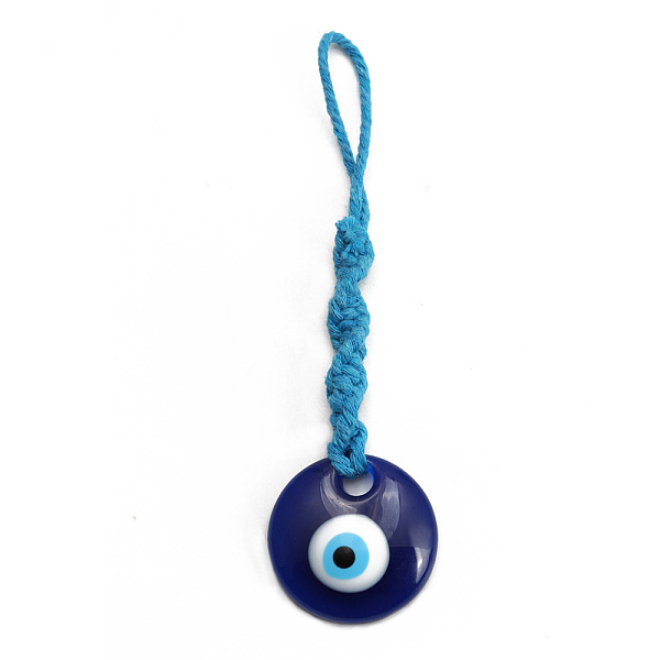 PandaHall Flat Round with Evil Eye Resin Pendant Decorations, Cotton Cord Braided Hanging Ornament, Prussian Blue, 137mm Resin Evil Eye
PandaHall Flat Round with Evil Eye Resin Pendant Decorations, Cotton Cord Braided Hanging Ornament, Prussian Blue, 137mm Resin Evil Eye