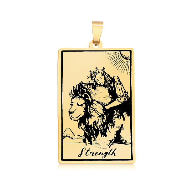 PandaHall 201 Stainless Steel Pendants, Laser Engraved Pattern, Tarot Card Pendants, Golden, Strength VIII, 40x24x1mm, Hole: 8x4mm 201...
PandaHall 201 Stainless Steel Pendants, Laser Engraved Pattern, Tarot Card Pendants, Golden, Strength VIII, 40x24x1mm, Hole: 8x4mm 201...