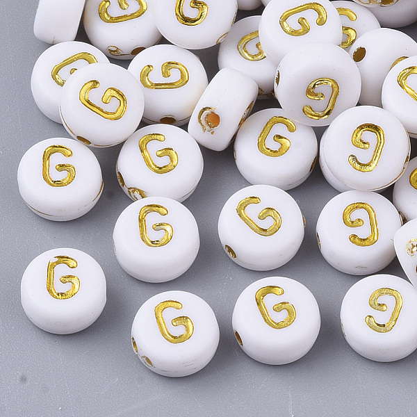 PandaHall Plating Acrylic Beads, Golden Metal Enlaced, Horizontal Hole, Flat Round with Alphabet, White, Letter.G, 7x3.5mm, Hole: 1.2mm...
PandaHall Plating Acrylic Beads, Golden Metal Enlaced, Horizontal Hole, Flat Round with Alphabet, White, Letter.G, 7x3.5mm, Hole: 1.2mm...