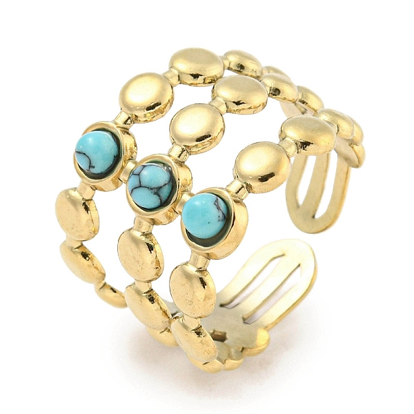 PandaHall Ion Plating(IP) 304 Stainless Steel Synthetic Turquoise Cuff Rings, Round Wide Band Open Rings for Women Men, Real 18K Gold Plated...
PandaHall Ion Plating(IP) 304 Stainless Steel Synthetic Turquoise Cuff Rings, Round Wide Band Open Rings for Women Men, Real 18K Gold Plated...