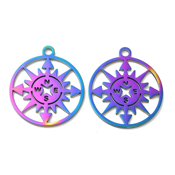 PandaHall Ion Plating(IP) 304 Stainless Steel Pendants, Flat Round with Compass Charm, Rainbow Color, 27x24x1mm, Hole: 2.2mm 304 Stainless...
PandaHall Ion Plating(IP) 304 Stainless Steel Pendants, Flat Round with Compass Charm, Rainbow Color, 27x24x1mm, Hole: 2.2mm 304 Stainless...