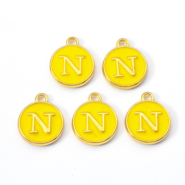 PandaHall Golden Plated Alloy Enamel Charms, Enamelled Sequins, Flat Round with Letter, Gold, Letter.N, 14x12x2mm, Hole: 1.5mm Alloy+Enamel...
PandaHall Golden Plated Alloy Enamel Charms, Enamelled Sequins, Flat Round with Letter, Gold, Letter.N, 14x12x2mm, Hole: 1.5mm Alloy+Enamel...