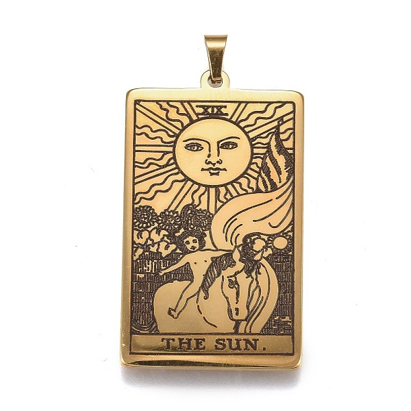 PandaHall Titanium Steel Pendants, Rectangle with Tarot The Sun XIX, Golden, 41x24x2mm, Hole: 6x3.5mm Titanium Steel Rectangle
PandaHall Titanium Steel Pendants, Rectangle with Tarot The Sun XIX, Golden, 41x24x2mm, Hole: 6x3.5mm Titanium Steel Rectangle