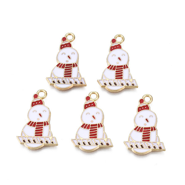 PandaHall Rack Plating Alloy Enamel Pendants, Cadmium Free & Nickel Free & Lead Free, Light Gold, Christmas, Snowman with Piano, Dark Red...
PandaHall Rack Plating Alloy Enamel Pendants, Cadmium Free & Nickel Free & Lead Free, Light Gold, Christmas, Snowman with Piano, Dark Red...