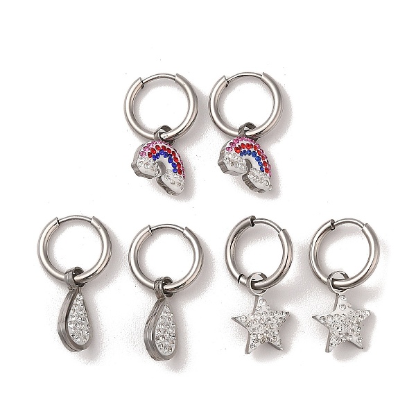 PandaHall 3 Pairs 3 Styles 304 Stainless Steel Clay Rhinestone Huggie Hoop Earrings, Teardrop & Rainbow & Star Charm Earrings for Women...
PandaHall 3 Pairs 3 Styles 304 Stainless Steel Clay Rhinestone Huggie Hoop Earrings, Teardrop & Rainbow & Star Charm Earrings for Women...