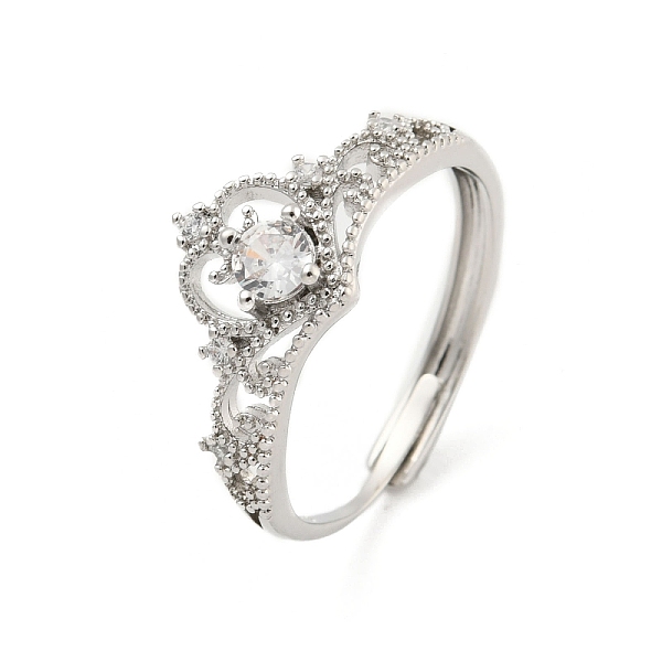 PandaHall Brass Micro Pave Cubic Zirconia Adjustable Rings, Crown, Platinum, Inner Diameter: 20mm Brass+Cubic Zirconia Crown Clear
PandaHall Brass Micro Pave Cubic Zirconia Adjustable Rings, Crown, Platinum, Inner Diameter: 20mm Brass+Cubic Zirconia Crown Clear