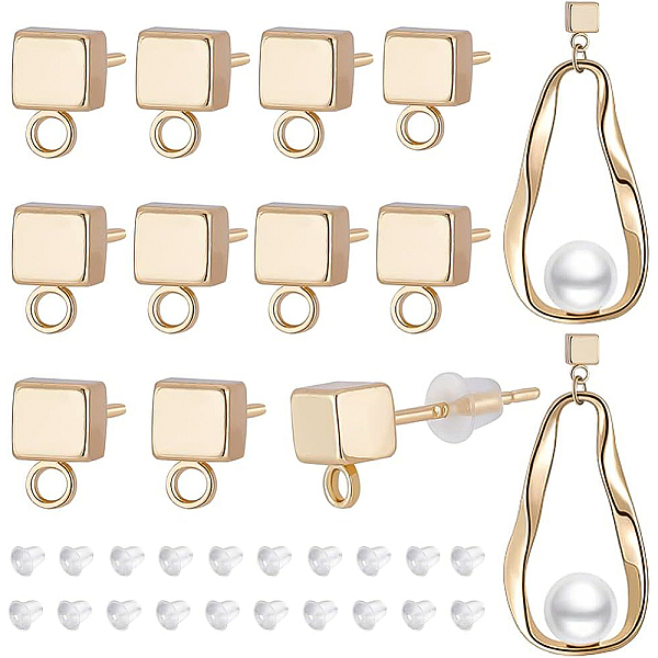 PandaHall BENECREAT 12Pcs Real 14K Gold Plated Brass Cube Stud Earring Findings 0.8mm Pin, with Horizontal Loops and 30Pcs Plastic Ear Nuts...
PandaHall BENECREAT 12Pcs Real 14K Gold Plated Brass Cube Stud Earring Findings 0.8mm Pin, with Horizontal Loops and 30Pcs Plastic Ear Nuts...