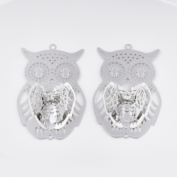 PandaHall Brass Links connectors, with Crystal Rhinestone, Owl, Platinum, 53.5x35x7mm, Hole: 2mm Brass Owl Clear
PandaHall Brass Links connectors, with Crystal Rhinestone, Owl, Platinum, 53.5x35x7mm, Hole: 2mm Brass Owl Clear