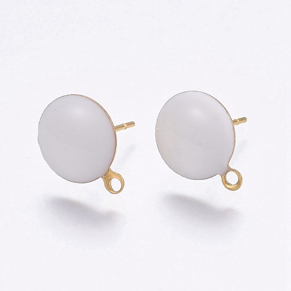 PandaHall Ion Plating(IP) 304 Stainless Steel Stud Earring Findings, with Loop, Enamel, Flat Round, Golden, White, 12.5x10x2mm, Hole: 1.2mm...
PandaHall Ion Plating(IP) 304 Stainless Steel Stud Earring Findings, with Loop, Enamel, Flat Round, Golden, White, 12.5x10x2mm, Hole: 1.2mm...