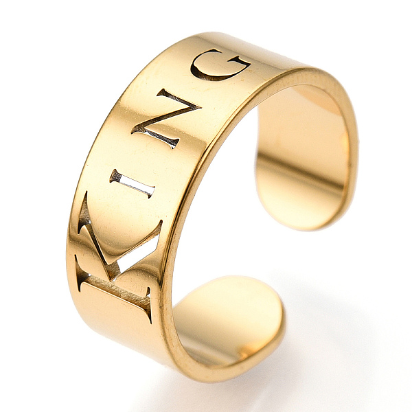 PandaHall Ion Plating(IP) 304 Stainless Steel Word King Open Cuff Ring for Women, Real 18K Gold Plated, US Size 6 1/4(16.7mm) 304 Stainless...
PandaHall Ion Plating(IP) 304 Stainless Steel Word King Open Cuff Ring for Women, Real 18K Gold Plated, US Size 6 1/4(16.7mm) 304 Stainless...