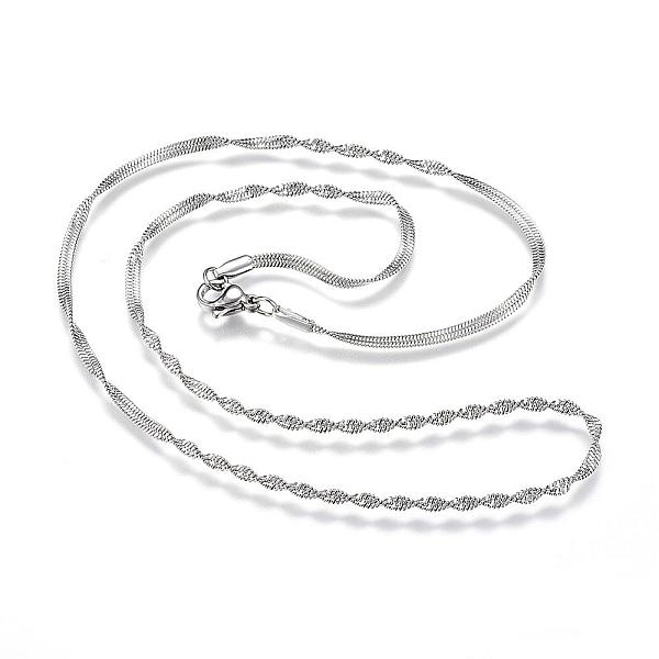 PandaHall 304 Stainless Steel Singapore Chain Necklaces, Water Wave Chain Necklaces, with Lobster Claw Clasps, Stainless Steel Color, 17.7...
PandaHall 304 Stainless Steel Singapore Chain Necklaces, Water Wave Chain Necklaces, with Lobster Claw Clasps, Stainless Steel Color, 17.7...