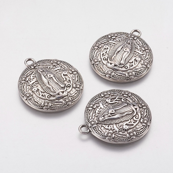 PandaHall Alloy Lady of Guadalupe Pendants, Cadmium Free & Nickel Free & Lead Free, Flat Round, Virgin Mary, Antique Silver, 28x25x3mm, Hole...
PandaHall Alloy Lady of Guadalupe Pendants, Cadmium Free & Nickel Free & Lead Free, Flat Round, Virgin Mary, Antique Silver, 28x25x3mm, Hole...