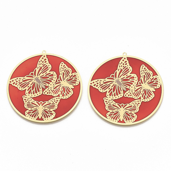PandaHall Brass Enamel Pendants, Etched Metal Embellishments, Matte Gold Color, Flat Round with Butterfly, FireBrick, 49x47x0.3mm, Hole..., Red
PandaHall Brass Enamel Pendants, Etched Metal Embellishments, Matte Gold Color, Flat Round with Butterfly, FireBrick, 49x47x0.3mm, Hole..., Red