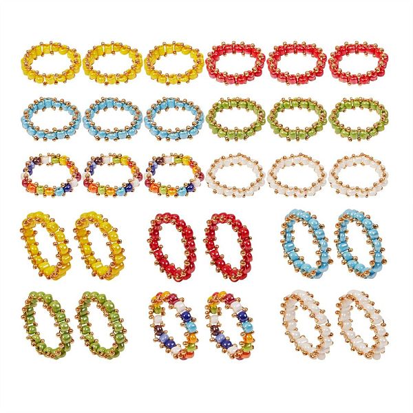 PandaHall 30Pcs 6 Colors Round Glass Seed Beaded Finger Rings, with Real 18K Gold Plated Copper Wire, Mixed Color, US Size 10 3/4(20.3mm)..., Multicolor
PandaHall 30Pcs 6 Colors Round Glass Seed Beaded Finger Rings, with Real 18K Gold Plated Copper Wire, Mixed Color, US Size 10 3/4(20.3mm)..., Multicolor