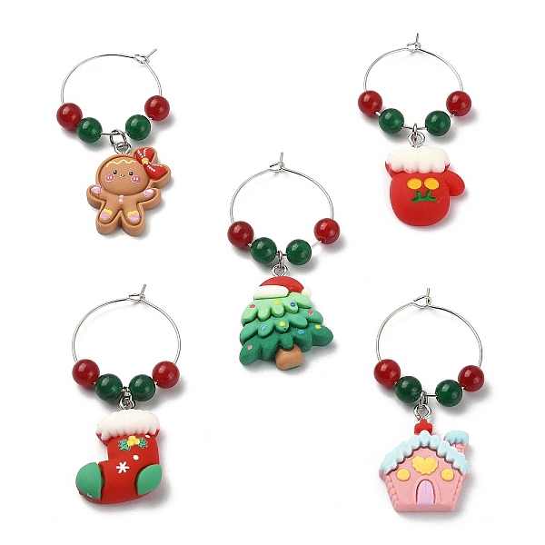 PandaHall Christmas Resin Wine Glass Charms, with Brass Hoop Earring Findings and Natural & Dyed Malaysia Jade Beads, Gingerbread..., Multicolor
PandaHall Christmas Resin Wine Glass Charms, with Brass Hoop Earring Findings and Natural & Dyed Malaysia Jade Beads, Gingerbread..., Multicolor