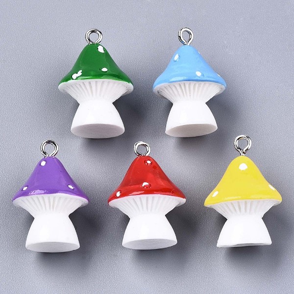 PandaHall Opaque Resin Pendants, with Platinum Tone Iron Loops, Mushroom with Polka Dots, Mixed Color, 23~24x17mm, Hole: 2mm Iron+Resin..., Multicolor
PandaHall Opaque Resin Pendants, with Platinum Tone Iron Loops, Mushroom with Polka Dots, Mixed Color, 23~24x17mm, Hole: 2mm Iron+Resin..., Multicolor