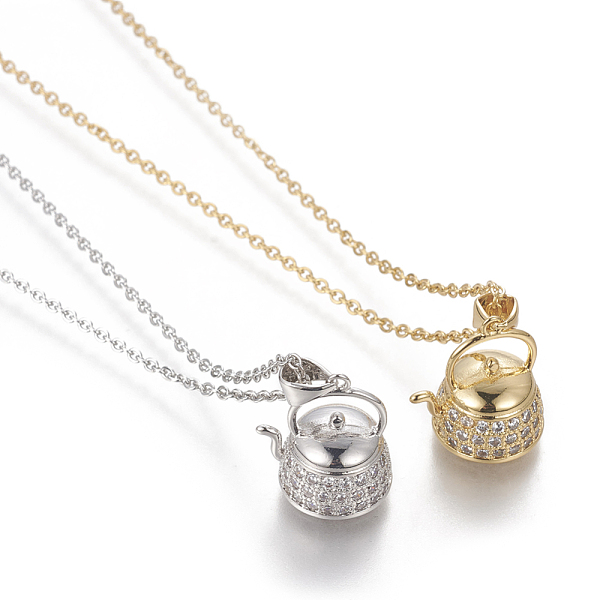 PandaHall Brass Micro Pave Cubic Zirconia Pendant Necklaces, with 304 Stainless Steel Cable Chains, Teapot, Mixed Color, 17.5 inch(44.5cm)..., Clear
PandaHall Brass Micro Pave Cubic Zirconia Pendant Necklaces, with 304 Stainless Steel Cable Chains, Teapot, Mixed Color, 17.5 inch(44.5cm)..., Clear