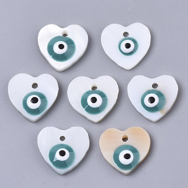 PandaHall Natural Freshwater Shell Charms, with Enamel, Heart with Evil Eye, Dark Cyan, 12x12~13x3mm, Hole: 1.4mm Freshwater Shell Heart
PandaHall Natural Freshwater Shell Charms, with Enamel, Heart with Evil Eye, Dark Cyan, 12x12~13x3mm, Hole: 1.4mm Freshwater Shell Heart