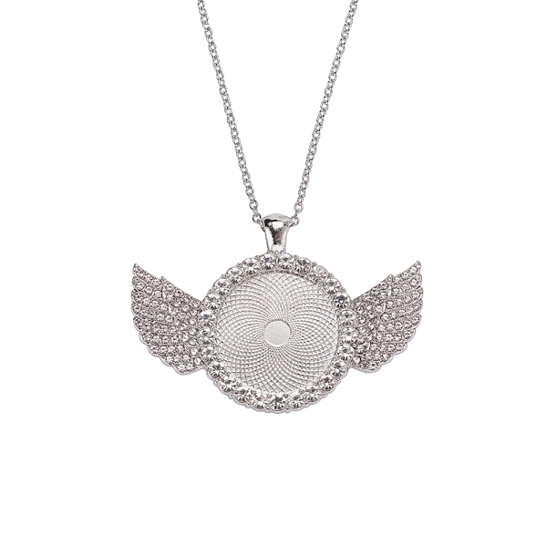 PandaHall Alloy Big Pendants Cabochon Settings, with Crystal Rhinestone, Cadmium Free & Lead Free, Flat Round with Wing, Platinum, Tray..., Clear
PandaHall Alloy Big Pendants Cabochon Settings, with Crystal Rhinestone, Cadmium Free & Lead Free, Flat Round with Wing, Platinum, Tray..., Clear