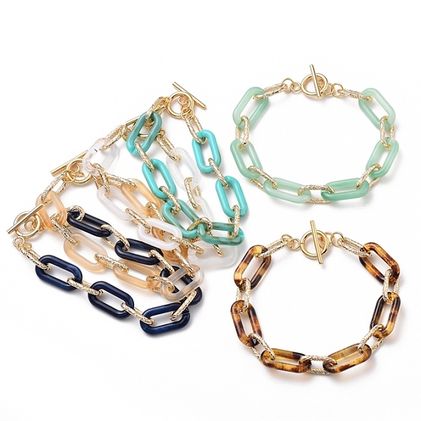 PandaHall Acrylic & Aluminum Paperclip Chain Bracelets, with 304 Stainless Steel Toggle Clasps, Mixed Color, 7-3/4 inch(19.8cm) Acrylic..., Multicolor
PandaHall Acrylic & Aluminum Paperclip Chain Bracelets, with 304 Stainless Steel Toggle Clasps, Mixed Color, 7-3/4 inch(19.8cm) Acrylic..., Multicolor