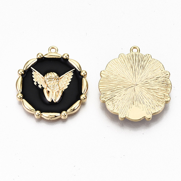 PandaHall Brass Enamel Pendants, Nickel Free, Real 18K Gold Plated, Flower with Angel, Black, 27.5x25x4.5mm, Hole: 1.5mm Brass+Enamel Flower...
PandaHall Brass Enamel Pendants, Nickel Free, Real 18K Gold Plated, Flower with Angel, Black, 27.5x25x4.5mm, Hole: 1.5mm Brass+Enamel Flower...