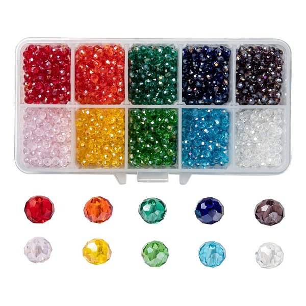 PandaHall 10 Colors Electroplate Glass Beads, AB Color Plated, Faceted, Rondelle, Mixed Color, 4x3mm, Hole: 0.4mm, 10 colors, 200pcs/color..., Multicolor
PandaHall 10 Colors Electroplate Glass Beads, AB Color Plated, Faceted, Rondelle, Mixed Color, 4x3mm, Hole: 0.4mm, 10 colors, 200pcs/color..., Multicolor